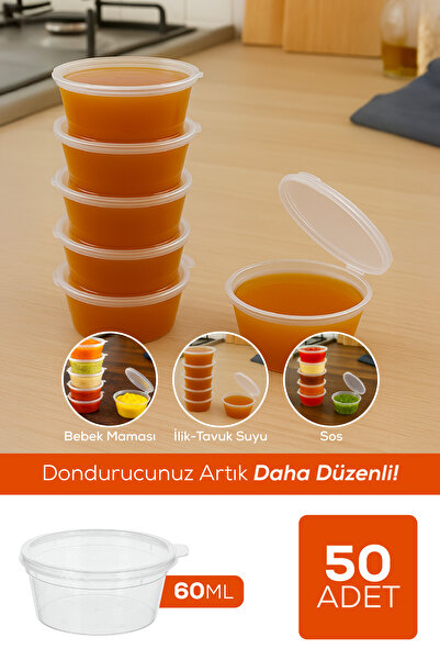 Vienev 50’li Dondurucuya Uygun Saklama Kabı – 60 ml İlik, Tavuk Suyu, Sos, Bebek Maması Saklama Kabı