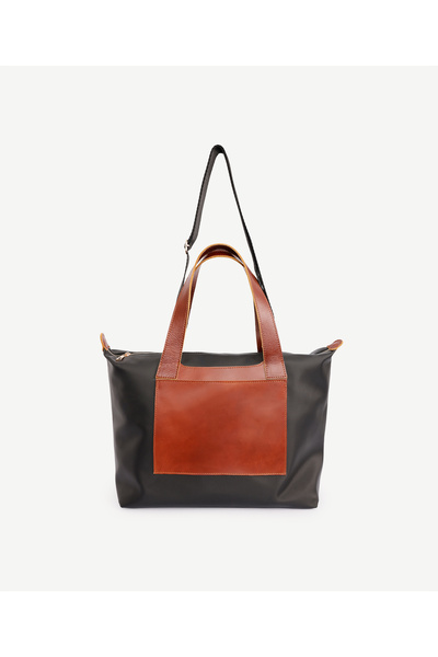 Yargıcı Cep Detaylı Deri Garnili Büyük Boy Omuz Çantası