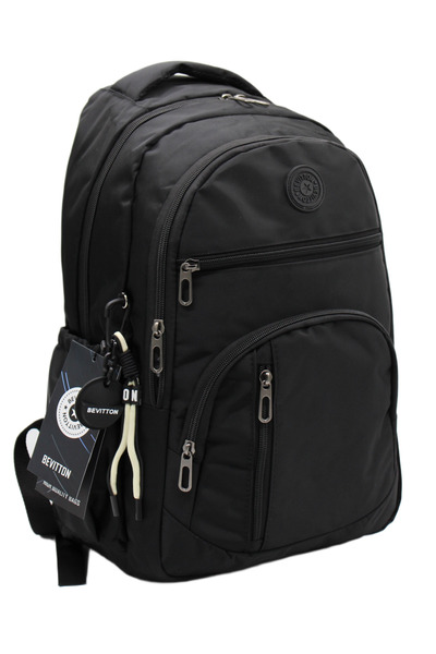 Bevitton Μαύρη Unisex Σχολική Τσάντα Αδιάβροχη Υφασμάτινη Unisex Σχολική Τσάντα πλάτης 1710