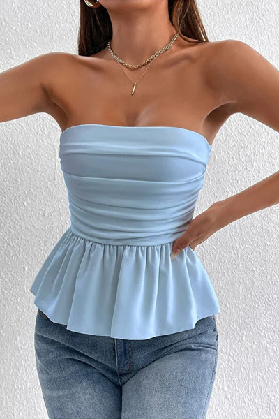 ecemore Βρεφική μπλούζα στράπλες με λεπτομέρεια με πτυχωτό μπροστινό μέρος