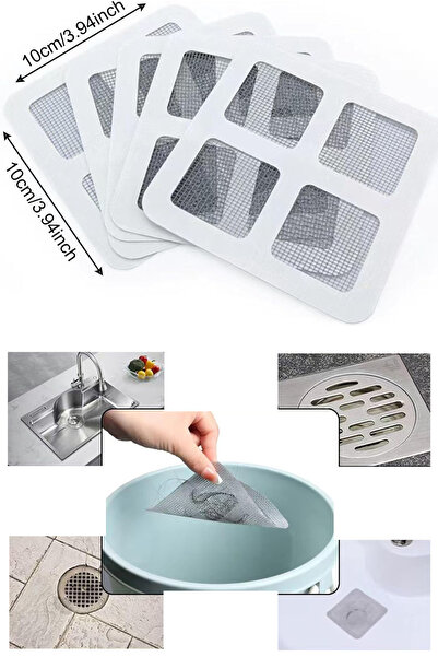 TechnoStation 10 Adet Kendinden Yapışkanlı Banyo Gider Filesi Yeni Nesil Lavabo Küvet Gider Süzgeci