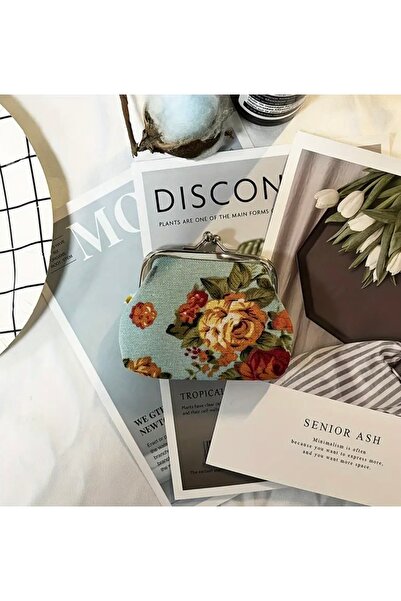 AEÇTASARIM Mavi Renkli Mini Bozuk Para Cüzdanı, Klipsli Cüzdan