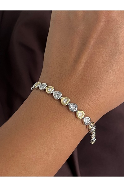 Twinssis Accessories سلسلة خاصة من أساور القلب الصغيرة ذات اللونين