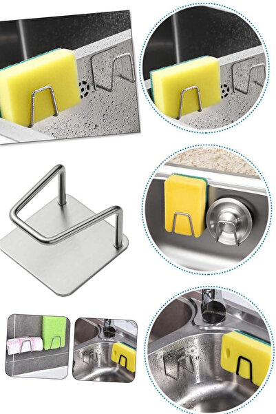 TechnoStation Paslanmaz Çelik Mutfak Lavabo Drenaj Rafı SuDayanıklı Sünger Sabun Için Kendinden Yapışkanlı