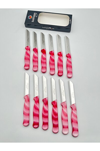 Solingen Orijinal Klever Mermer 12 Adet Meyve Bıçağı Kırmızı