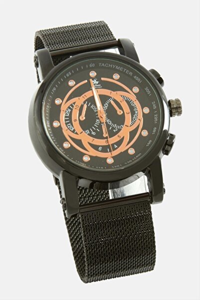 makay Ahes Shopping Men's Wristwatch with Wicker Metal Strap