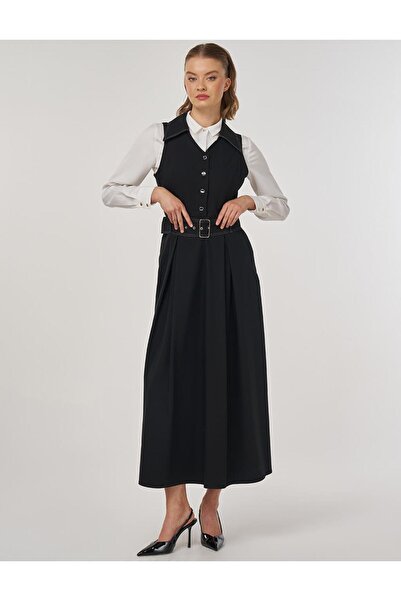 KYR Belted Viscose Dress Black