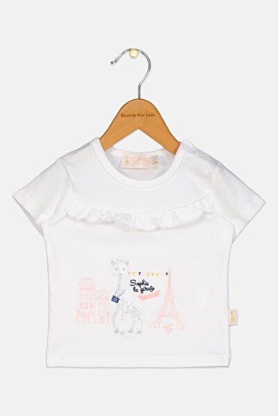 Sophie La Girafe Toddlers Girl Short Sleeve Graphic Print Top, White