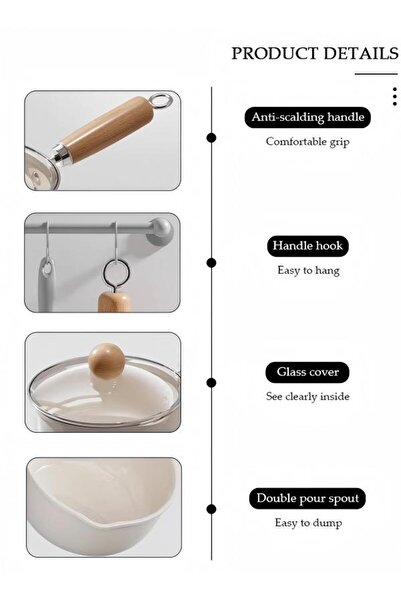 fun zone Saucepan with Lid, Small Cooking Pot with Pour Spout, Non Stick Sauce Pan, Nonstick Milk Pan