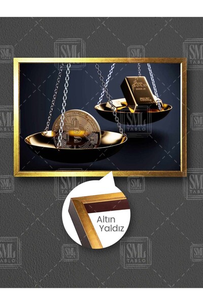 SML TABLO Altın Külçesi ve Altın Coin Altın Kollu Terazi Gold Kuyumcu Çerçeve...