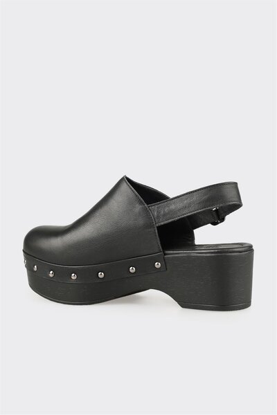 Elle Shoes Siyah Deri Kadın Terlik