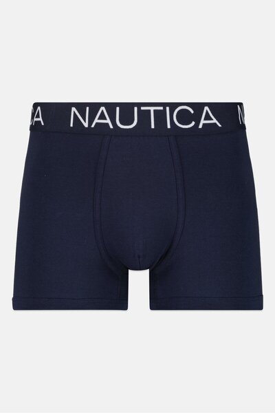 Nautica Men 3 Pieces Brand Logo Trunks, Navy Blue