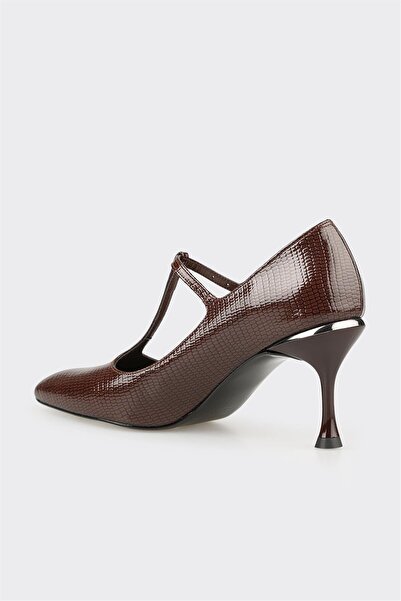 Elle Shoes Kahve Kadın Orta Topuk Ayakkabı