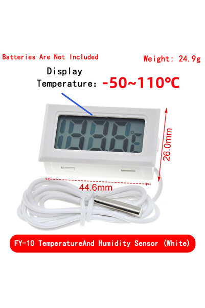 choice2 مقياس حرارة رقمي صغير أبيض FY-10 LCD يُستخدم لقياس درجة حرارة الفريزر - 50-110 درجة مئوية