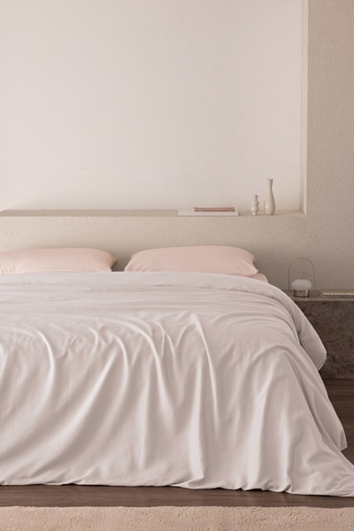 Madame Coco Ciel Single 100% Cotton Satin Duvet Cover - White