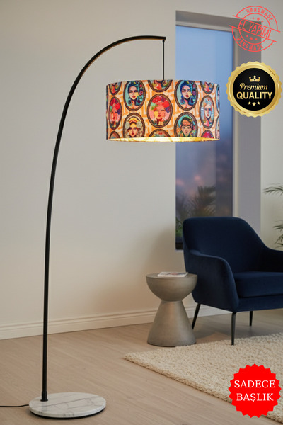 APCASADECOR Pop Art Kadın Portre Lambader Başlığı El Yapımı Duck Kumaş