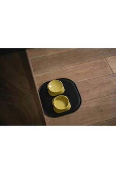 Mercaton Pet bowl with non-slip surface, recycled PET, yellow, size M, 400 ml, 17.2×17.2×4.8 cm
