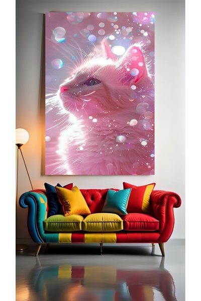 özkacar PORTRET ROZE MAČKE V1 Kućni Zid Salon Lepotica Kancelarija Prodavnica...
