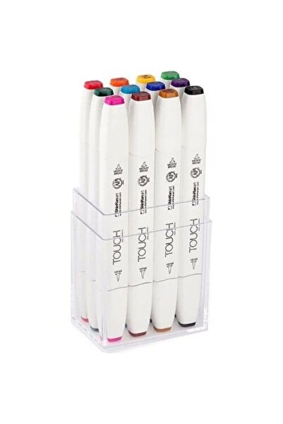 Generic Brand Touch Twin Brush Marker Brush Tip Marker Set 12 Colors Primary ...