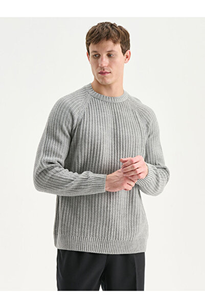 LC Waikiki Lcw vision grey crew neck men's knit sweater