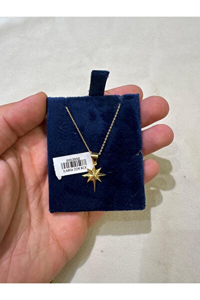 tekinkuyumculuk 3.68 grm (GRAM) Kuzey yıldızı desenli kolye 22 ayar altın