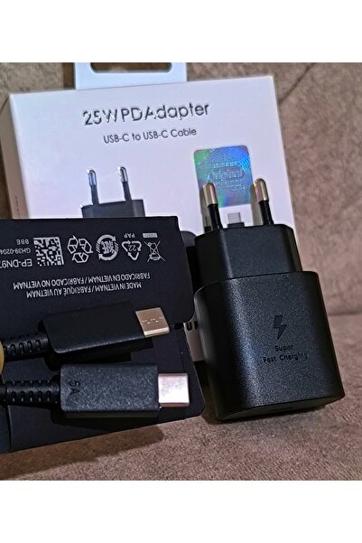 Kotenart Samsung A73/A53/A33 25w Type-c Sarj Seti / Orijinal Adaptör + Kablo Set 25watt Siyah