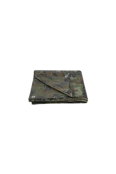 Strend Pro Waterproof tarpaulin with rings, 2.9×4.9 m, PE, 80 g/m2, camouflage, 15 m2