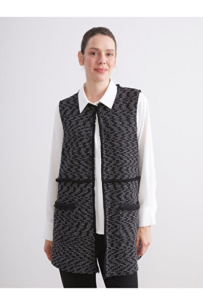 LC Waikiki Black Crew Neck Patterned Women's Vest