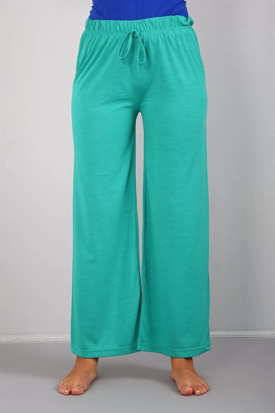 emosavm Fashionable Combed Cotton Wide Leg Trousers Green