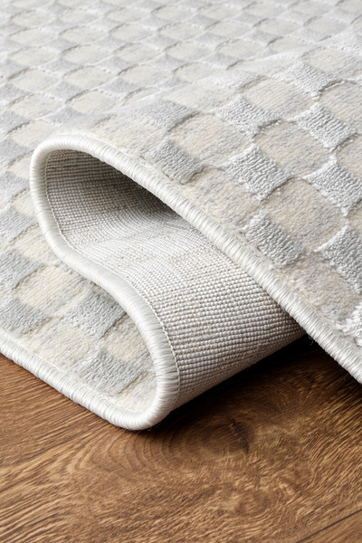 Casa Deluxe Home Tozumaz Yumuşak Dokuma Taban Modern Antre Koridor Balkon Bahçe Halısı Dama_Gri