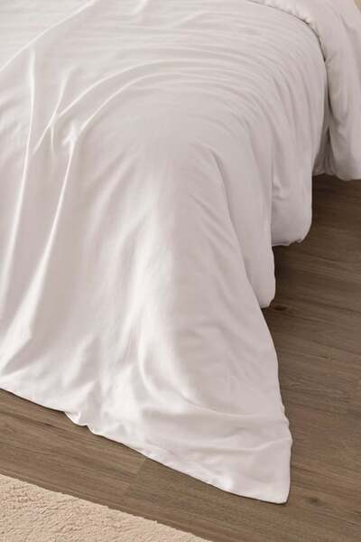 Madame Coco Ciel Single 100% Cotton Satin Duvet Cover - White