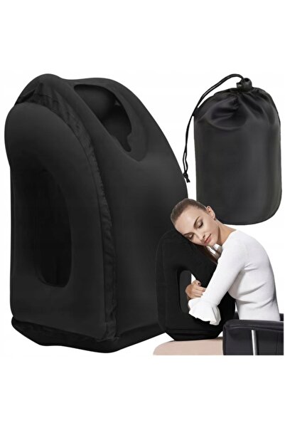 zola Inflatable travel pillow, ergonomic, storage bag, 50 x 25 x 35 cm, black