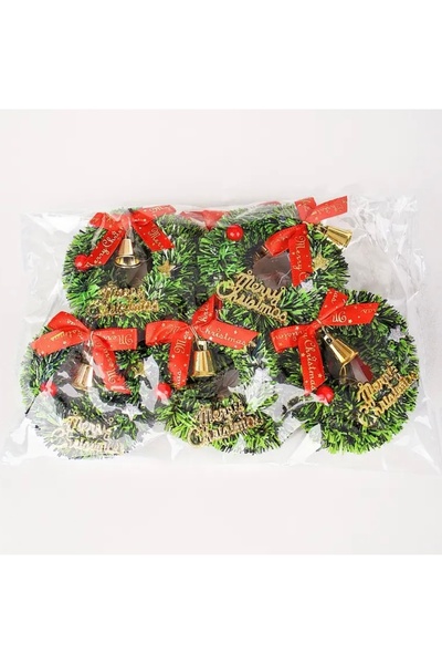 Genel Markalar 10 Adet Mini Noel Çelengi Yapay Çiçekler Yeşil Renkli Şık Deko...