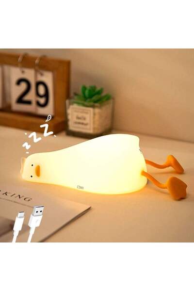 SIKS Night Light for Kids, Children's Lamp, Duck Model, Touch-Control, USB Recharge, 4 LED Colors
