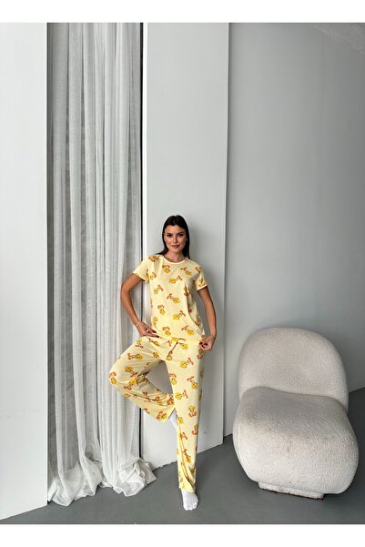 ELİBELLA Kadın Pamuklu Likralı Pijama Takımı