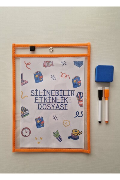 Hobi Kafe Orange Erasable Event File for A4 Papers + 2 Eraser Pens + Eraser