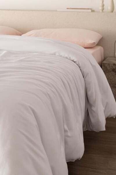Madame Coco Ciel Single 100% Cotton Satin Duvet Cover - White