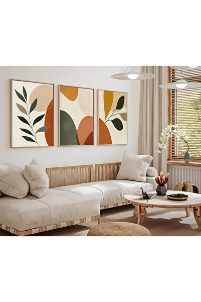alphobitasarım Minimalist ve Doğal Estetik - Bohem Tarzı Üçlü Tablo Seti