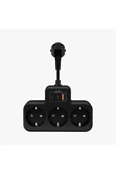 shopwave Çoklu Kablolu Priz Yüksek Gerilim Korumalı 3’lü Priz 1x Usb 2x Type-...