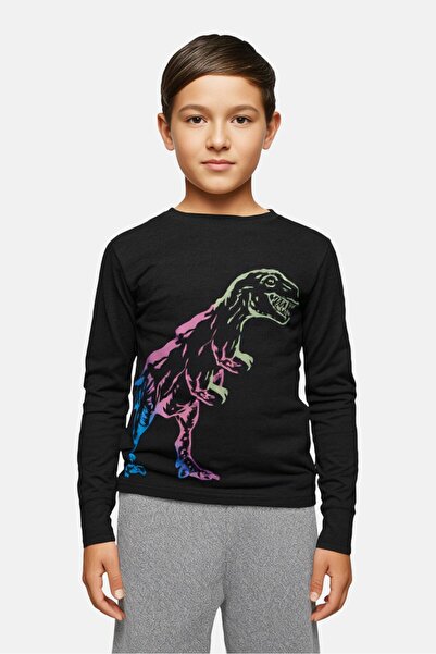 GAP طقم ملابس رياضية للأولاد مكون من قطعتين بطبعة جرافيكية وبنطال رياضي، أسود