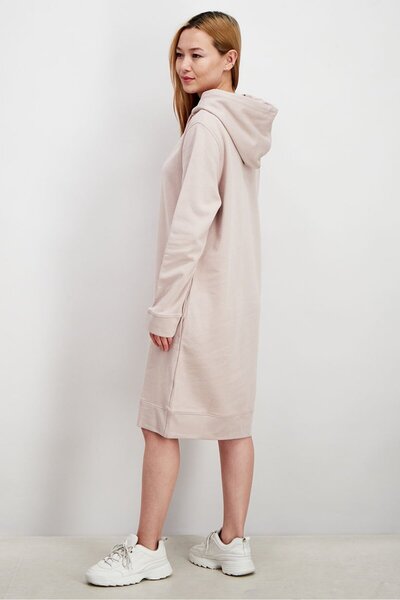 Tommy Hilfiger Women Hooded Drawstring Embroidered Logo Dress Jacket, Beige