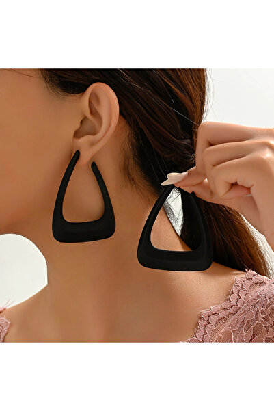 Choice Black Exaggerated Irregular Geometric Hoop Earrings Fashion Simple Versatile Perfect Women's Daily P