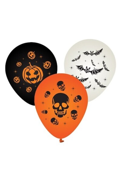 SHOPIENS Set Baloane Halloween 8buc 30cm Dovleac Fantoma Lilieci Petreceri Tematice Latex