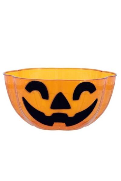 SHOPIENS Bol Halloween Din Plastic Portocaliu Model Dovleac 27x12cm Pentru Pe...