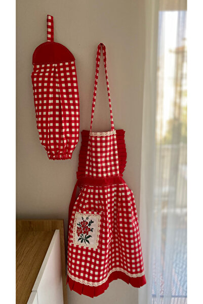 Parla Life Kanaviçe Detaylı Sıvı Geçirmez Mutfak Önlüğü x Poşetlik