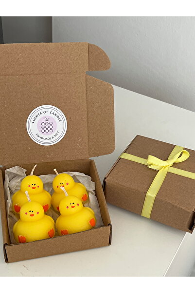 lıghts of candle handmade & 2020 Mini Ördek Figürlü 4’lü Hediye Mum Seti