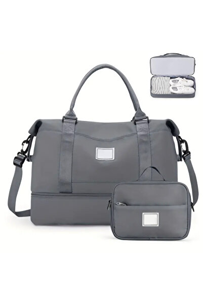 zola Waterproof sports travel bag, Oxford, shoe compartment, 50 x 25 x 35 cm, grey