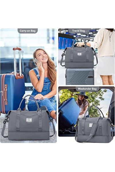zola Sports travel bag, waterproof Oxford, shoe compartment, 50 x 25 x 35 cm, gray