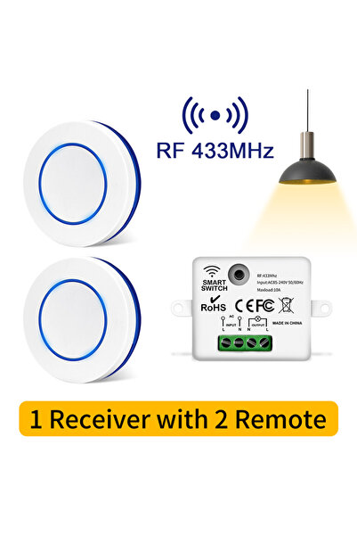 Choice 1 جهاز استقبال 2 جهاز تحكم عن بعد لاسلكي RF 433 ميجا هرتز مفتاح إضاءة 220 فولت 110 فولت 10 أمبير جهاز استقبال مرحل صغير