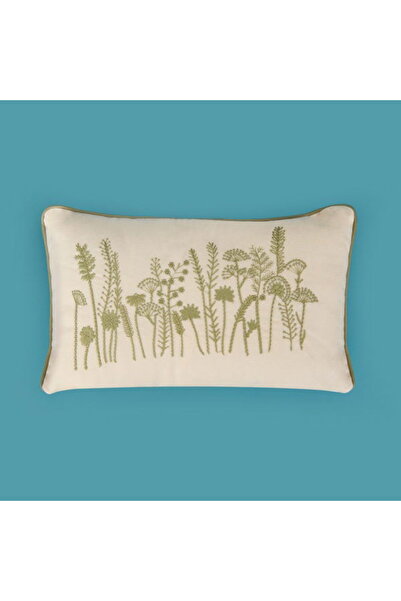 Evidea Pernă de decor brodată Soft Green Culture - Ecru - 30x50 cm